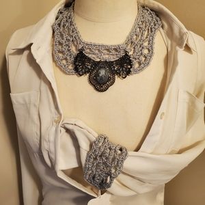 Handcrocheted choker & wristlet set